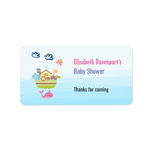 Cute Animal Ark Baby Shower Label (Front)