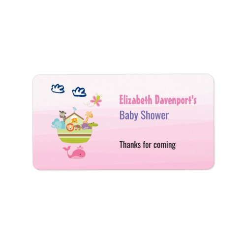 Cute Animal Ark Baby Shower Pink Label