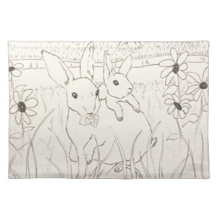 Cute Animal Art Bunny Rabbits Cloth Placemat