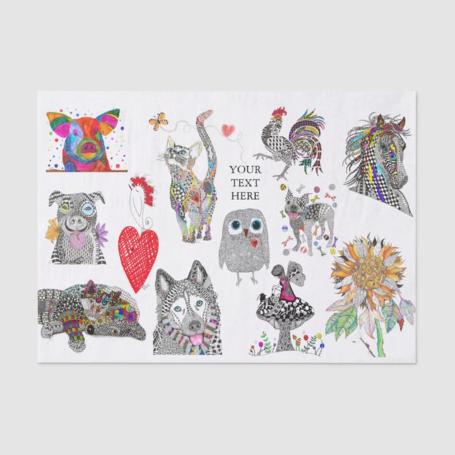 Cute Animal Assortment Tissue Paper   (Front)