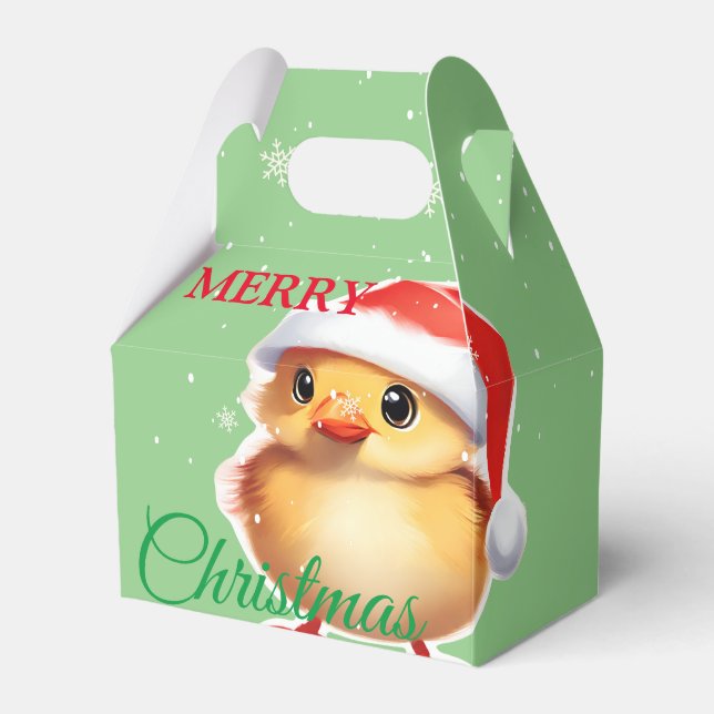 Cute animal baby chick Santa Christmas Costume Favor Boxes (Front Side)