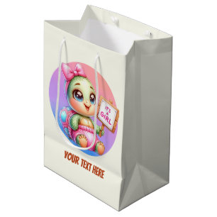 Cute animal baby girl customizable turtle medium gift bag