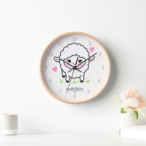Cute Animal Baby Sheep Lamb Nursery Wall Clock