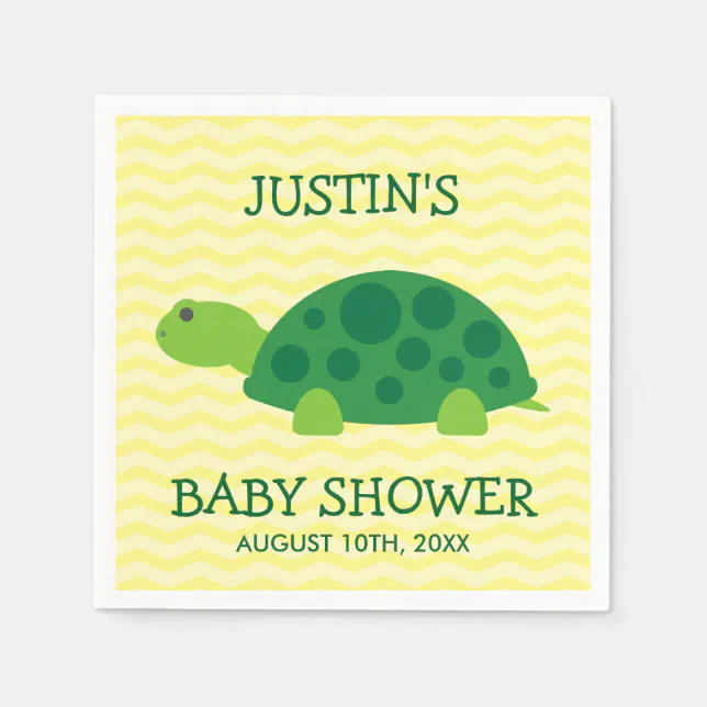 Cute animal baby shower napkins with green turtle Zazzle