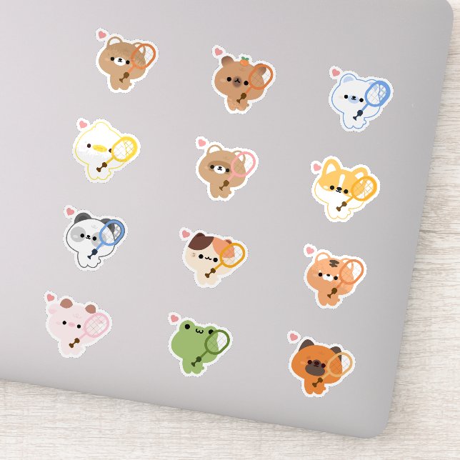 Cute Animal Badminton  Sticker (Detail)