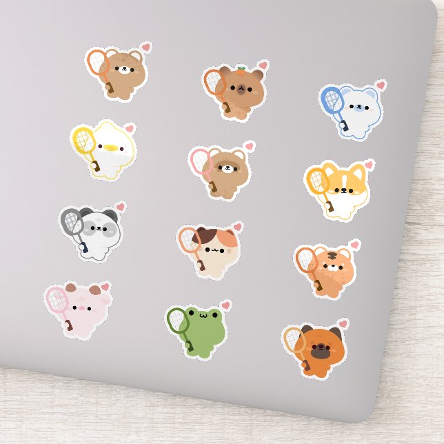 Cute Animal Badminton  Sticker (Detail)