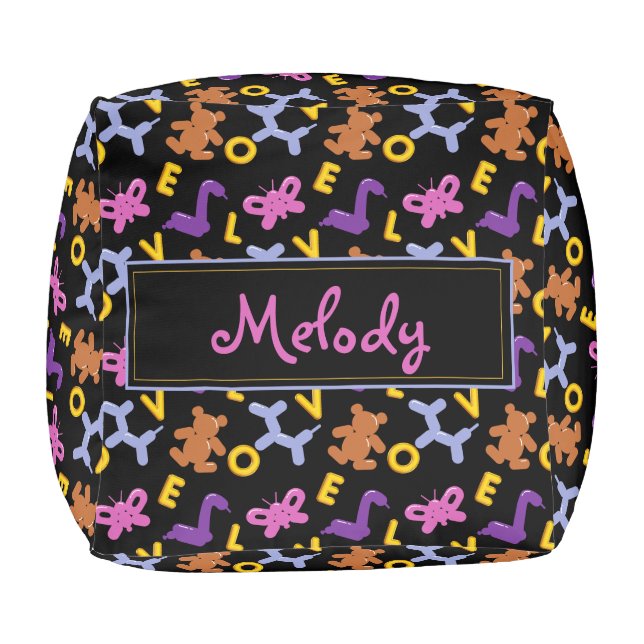 Cute Animal Balloons & LOVE Letters  Pouf (Top)