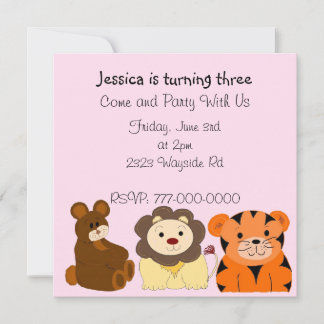 Cute Animal Birthday Invitation