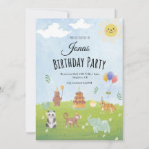 Cute Animal Birthday Party Invitation for Kids