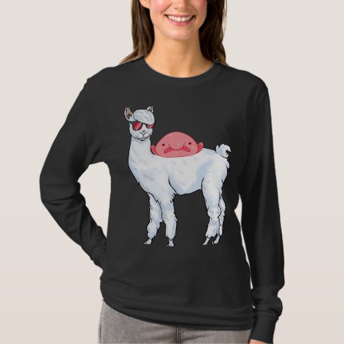 cute animal Blobfish Riding Llama cute alpaca T_Shirt