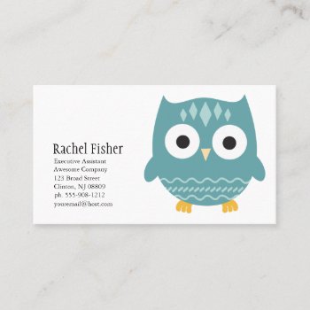 Cute Animal Blue Owl Business Cards by AwkwardDesignCo at Zazzle