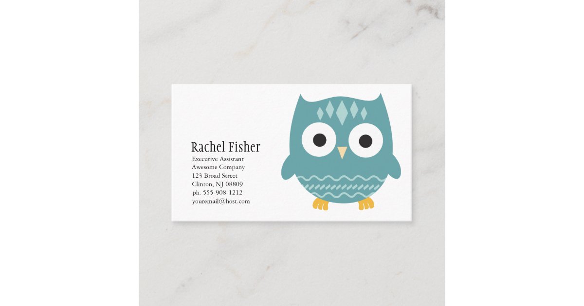 Cute Animal Blue Owl Business Cards | Zazzle