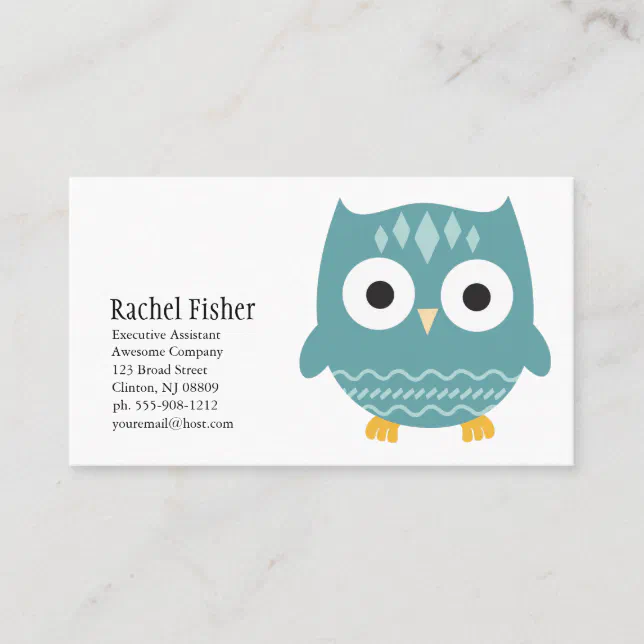 Cute Animal Blue Owl Business Cards | Zazzle