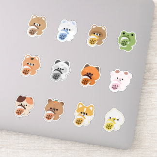 Cute Animal Boba Animal Sticker