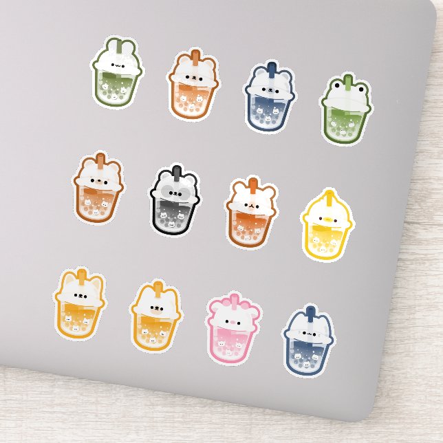 Cute Animal Boba Tea  Sticker (Detail)