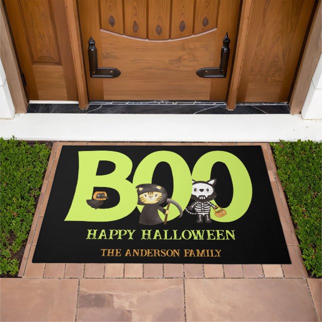 Cute Animal Boo Happy Halloween Doormat (Outdoor)