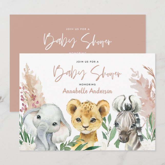 Cute animal botanical floral safari script (Front/Back)