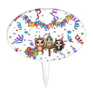 Cute Animal Cake Topper   Kids Birthday Decoration