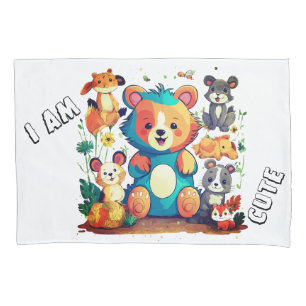 Cute Animal cartoon i am cute Pillow Case