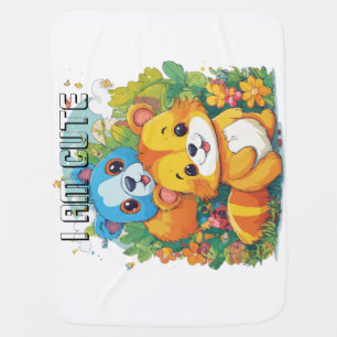Cute Animal cartoon illustration i am cute Baby Blanket