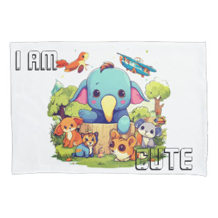 Cute Animal cartoon illustration i am cute Pillow Case