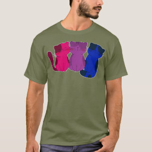 Cute Animal Cat Biseual Gift LGBT Bi Flag Pride T-Shirt