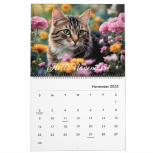 Cute Animal Cat Flower Daily Monthly Yearly 2024 Calendar