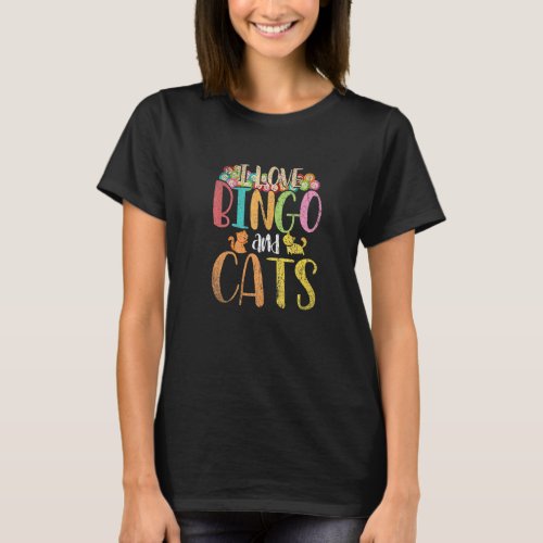 Cute Animal Cat Pet Gambling I Love Bingo And Cats T_Shirt