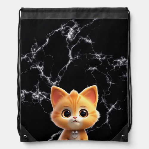 Cute Animal Characters Art 1 _kitten tiny cat_ Drawstring Bag