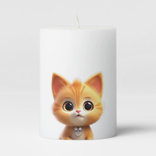 Cute Animal Characters Art 1 _kitten tiny cat_ Pillar Candle