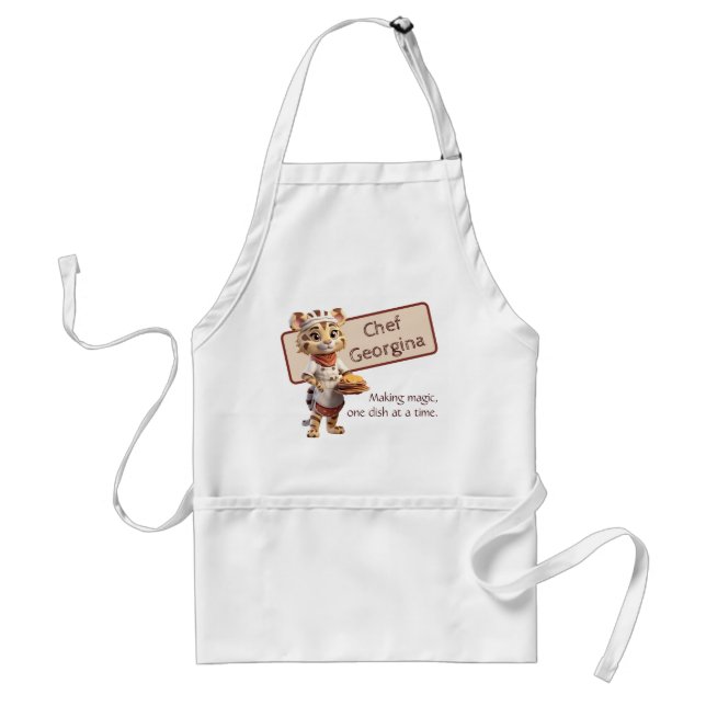 Cute Animal Chef Tiger Customizable Adult Apron (Front)