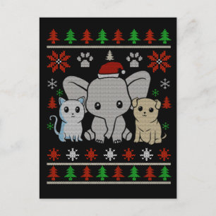 cute animal christmas postcard