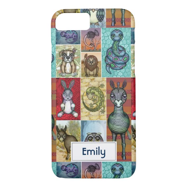 Cute Animal Collage Folk Art Design Personalized Case-Mate iPhone Case (Back)