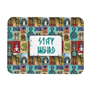 Cute Animal Collage Folk Art Design Stay Weird Magnet