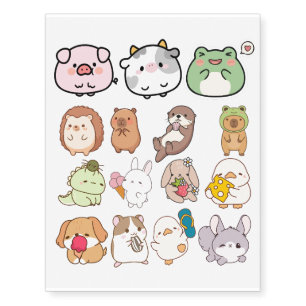 Cute animal collection temporary tattoos