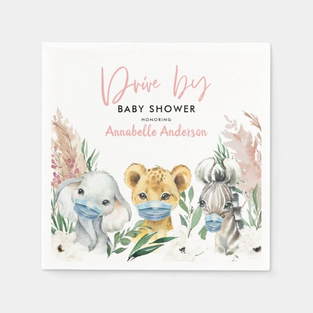 Cute animal covid mask drive by baby napkins (Front)