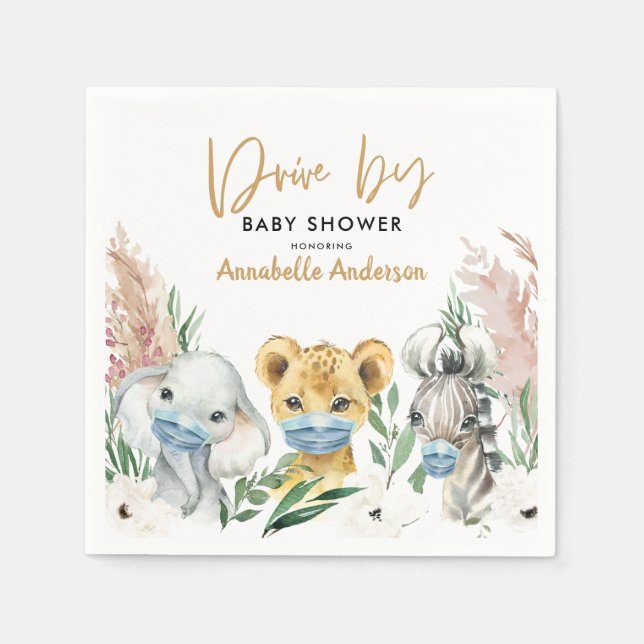 Cute animal covid mask drive by baby napkins (Front)