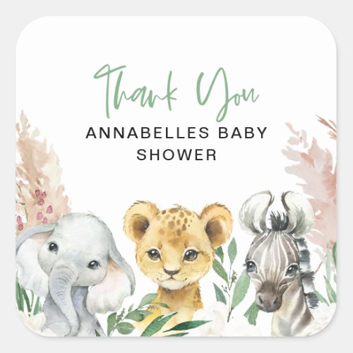 Cute animal covid mask drive by baby square sticker
