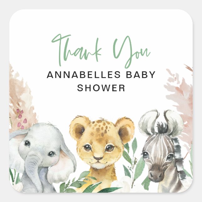 Cute animal covid mask drive by baby square sticker (Front)