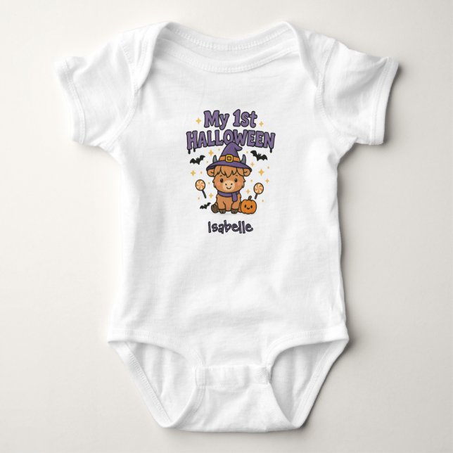 Cute Animal Cow Baby's First Halloween Baby Bodysuit (Front)