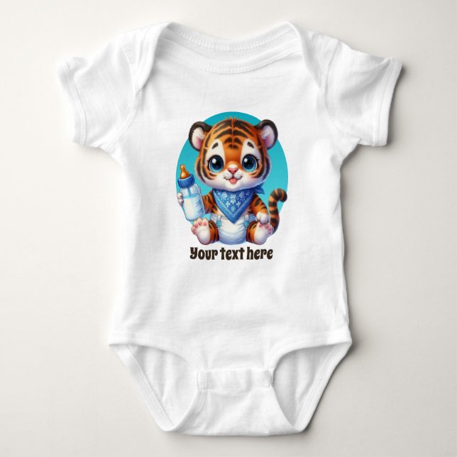 Cute animal customizable boys tiger baby bodysuit (Front)