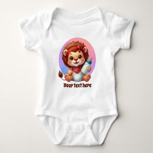 Cute animal customizable girls jungle lion  baby bodysuit