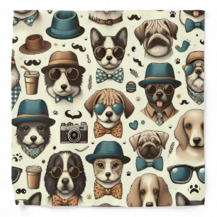 Cute Animal Designs Seamless Dog & Cat Pattern Bandana