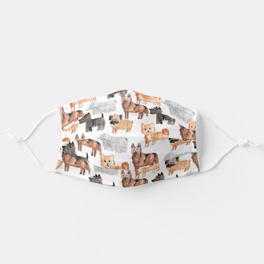 Cute animal dog cloth face mask (Front, Unfolded)