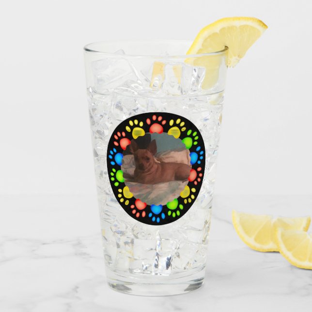 Cute Animal Dog Paw Photo Drinking Glass (Back Ice)