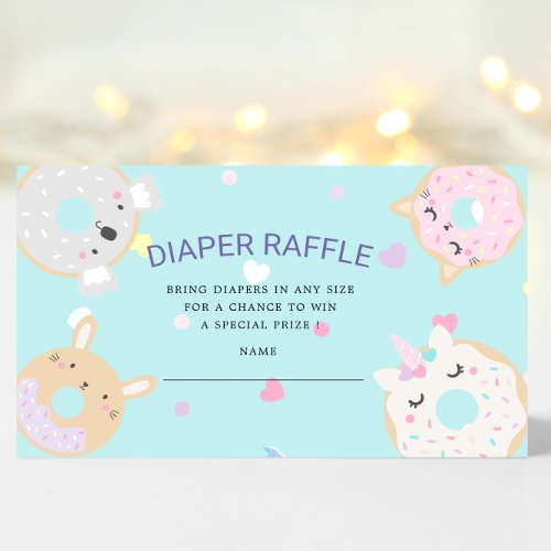 Cute Animal Donuts Diaper Raffle Ticket Enclosure Card