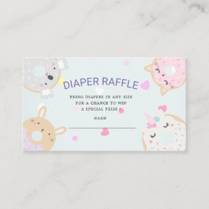cute animal donuts diaper raffle ticket enclosure card