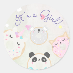 cute animal donuts It's a Girl Sticker