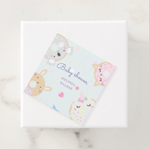 cute animal donuts monogram baby shower favor tags