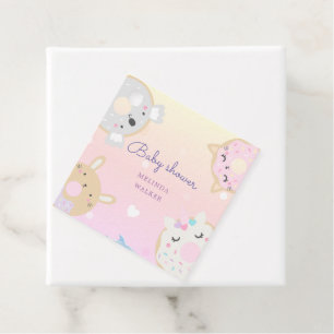cute animal donuts monogram baby shower favor tags